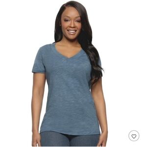NWT Felina V-Neck Casual Short Sleeve Tee Blue